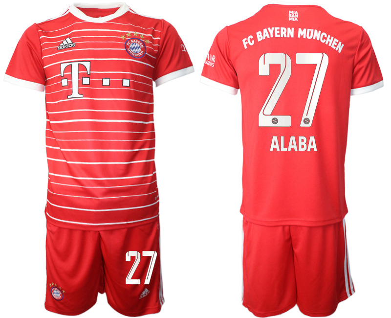 Men 2022-2023 Club Bayern Munich home Red 27 Adidas Soccer Jersey
